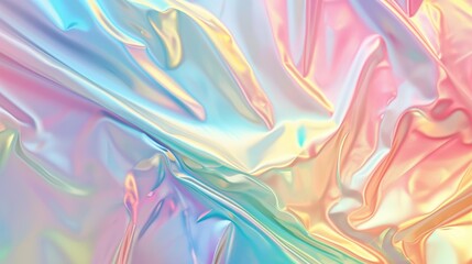 abstract background with colourful iridescent holographic foil. trendy 2yk fashion banner, pastel si