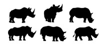 Set Of Rhino Silhouette Vector, Rhinoceros Silhouette