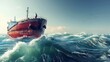 Large cargo ship sailing in stormy sea