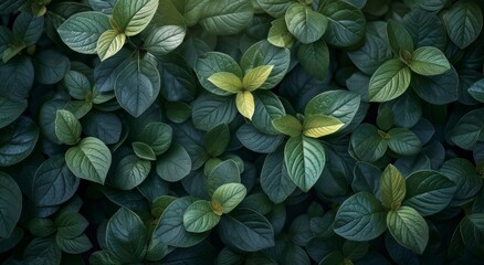 a close up image of many green leaves in the garden