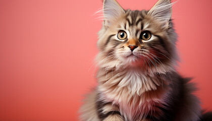 Sticker - Cute kitten sitting, looking at camera with playful curiosity generated by AI