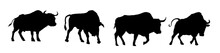 Set Of Bull Silhouette - Vector Illustration
