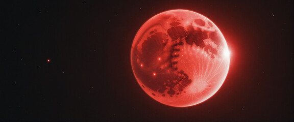 Wall Mural - glowing epic red sun with light in space