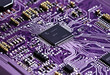© SR07XC3 - Electronic circuit board. Macro illustration in purple colors. Generative AI