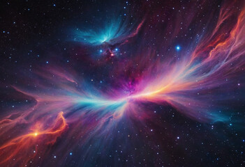 Wall Mural - colorful abstract background of space. starfield illustration. neon nebula. generative ai