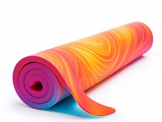 Sticker - Bright Yoga Mat Rolled Up Fitness Isolated on White Background AI Generated