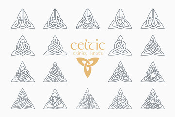 Wall Mural - Vector celtic trinity knot. 18 items. Ethnic ornament. Geometric design.