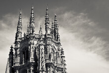 Tower Of The Santa Maria Cathedral In Burgos, Black And White
