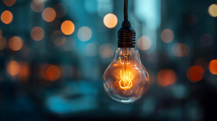 lightbulb with blurred background warm bokeh lights