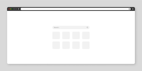 Wall Mural - blank web browser window with tab, toolbar and search field. modern website, internet page in flat s