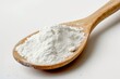 Tapioca starch or flour powder in spoon white background