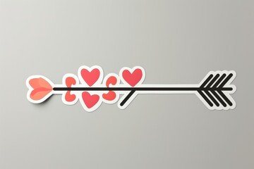 Aufkleber - A sleek and simple design of an arrow with hearts, embodying the beauty of minimalist art