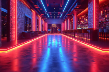 Wall Mural - a night club with electric blue gels, pulsating with the music and energy. concept of immersive and 