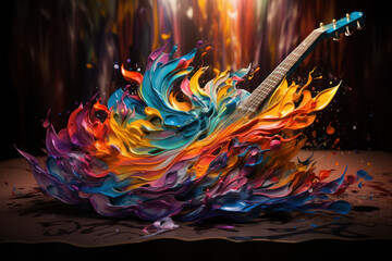 Canvas Print - a paintbrush painting colorful musical notes, blending art and music creatively. concept of interdis