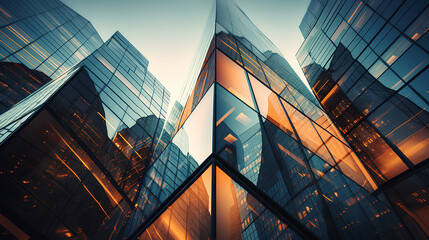 Wall Mural - Exposure of modern abstract glass architecture.