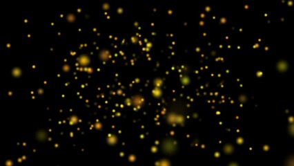 Wall Mural - golden floating Particles Background Bokeh Lights Background on Black Background
