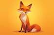 A vibrant orange fox rests gracefully on a sunny yellow canvas, embodying the beauty and energy of the wild