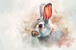 © Milos - A domestic rabbit with fiery red ears stands out among the natural hues of its surroundings, captured in a stunning painting that embodies the vibrancy and uniqueness of this beloved mammal
