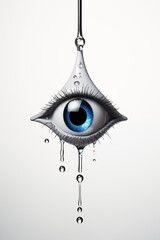 Abstract eye with crying dripping water art