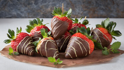 Canvas Print - Strawberries in chocolate 