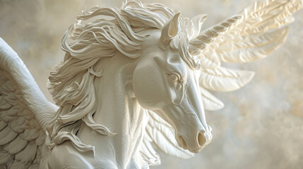Wall Mural - a winged horse with a humanlike face and a gentle wise expression representing the messenger angels 
