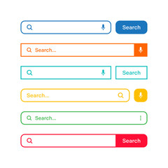 Wall Mural - colorful search bar templates. internet browser engine with search box, address bar and text field. 