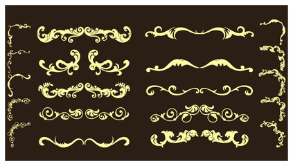 Wall Mural - Decorative vintage frames vintage frames and scroll elements. Classic calligraphy swirls, swashes, dividers, . Good for greeting cards, wedding invitations, restaurant menu, royal certificates.