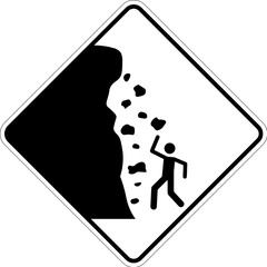 Wall Mural - Road Warning Sign, Falling Rocks , Falling Ice