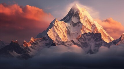 Wall Mural - Image of a sunrise in the mountains.