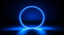 Image Of Blue Circle With A Radiant Glowing Outline.