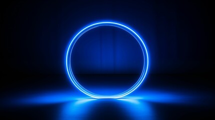 Canvas Print - Image of blue circle with a radiant glowing outline.