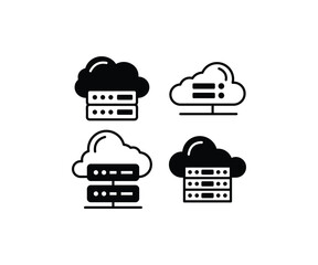 Wall Mural - cloud computing server icon database server hosting vector design simple black white outline illustr