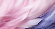 A Close Up Of A Pink And Blue Feather. Generative AI.