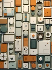 Canvas Print - A wall of different colored electronic devices. Generative AI.