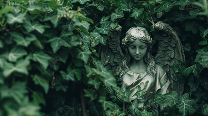 Wall Mural - An earthy angel covered in leaves and vines standing strong and grounded to symbolize the element of earth.