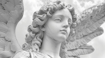Wall Mural - In Greek mythology angels are personified as humanoid creatures with bird wings and peaceful expressions.