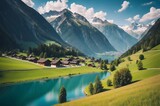 Fototapeta Natura - Beautiful view of landscape near Zell Am See in the Kaprun region, Salzburg, Austria