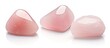 Three tumbled rose quartz stones. Semi-precious rose quartz crystals are a love talisman