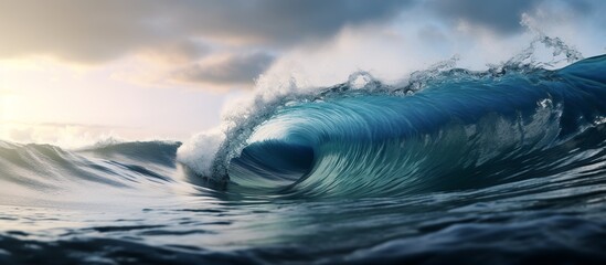 Creative Aerial panoramic View. Waves of water of the river and the sea meet each other during high tide and low tide.