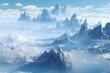 Fantasy alien planet,  Mountain and clouds