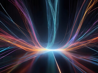 As bits and bytes traverse through the cables, a mesmerizing dance of light unfolds, creating an intricate web of glowing pathways. AI Generated
