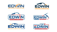 Set Edwin Welding And Fabrication Wordmark Logo Design Icon Element Vector