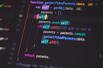 Wall Mural - developer screen with colored website programming code