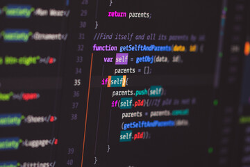 Wall Mural - developer screen with colored website programming code