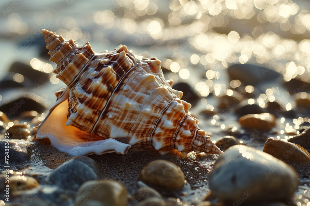 Sea Grows Like Shell A solitary seashell, abandoned by its mollusc inhabitant, lies on the ...