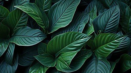  The patterned and textured surface of a tropical leaf, capturing the lush and vibrant details of the plant