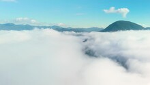 Sea Of Mist In Mueang Khong Chiang Dao Chiang Mai Pai Huai Nam Dang National Park, Thick Cloud Layer On A Beautiful Clear Day, Aerial Drone