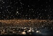 close-up of the earth during rain, large drops, night, low lighting