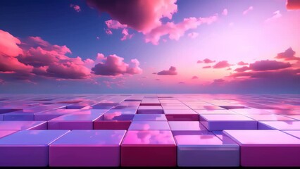 Wall Mural - Beautiful pink clouds abstract background for product display. Generative ai.