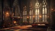 Interior of a cozy room in Gothic style